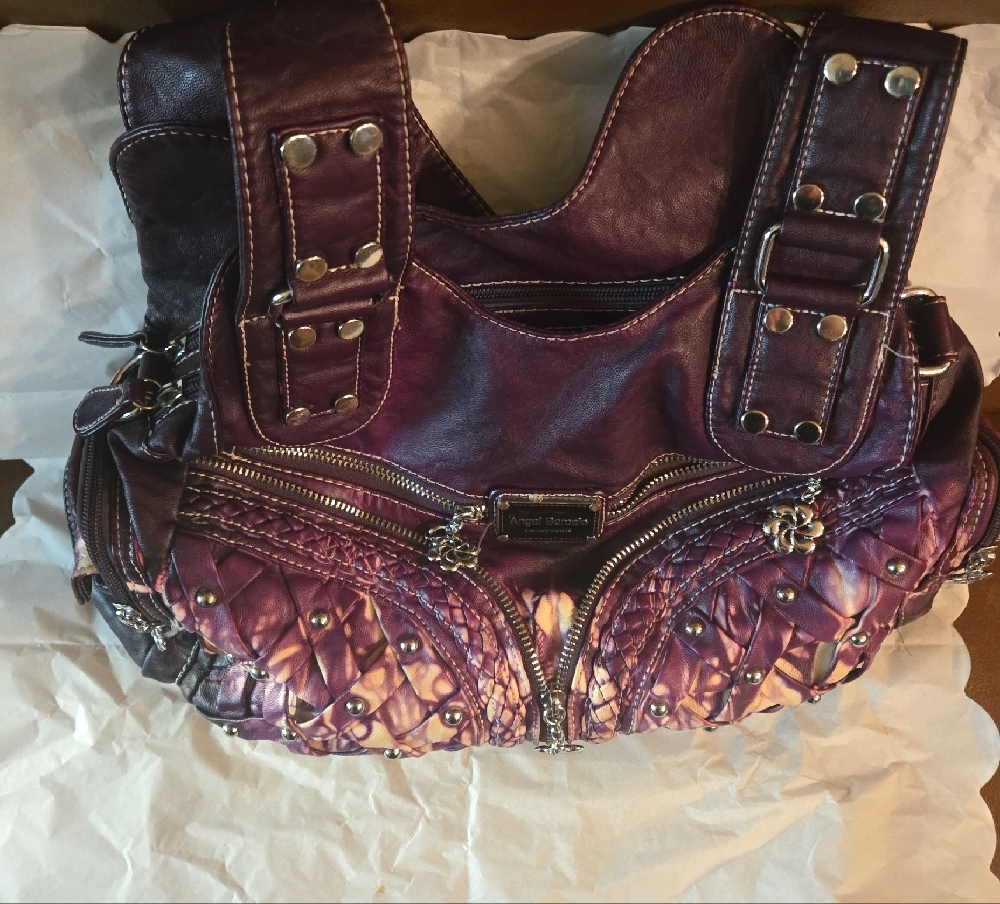 Purple Studded Shoulder Bag - Picture 2 of 5